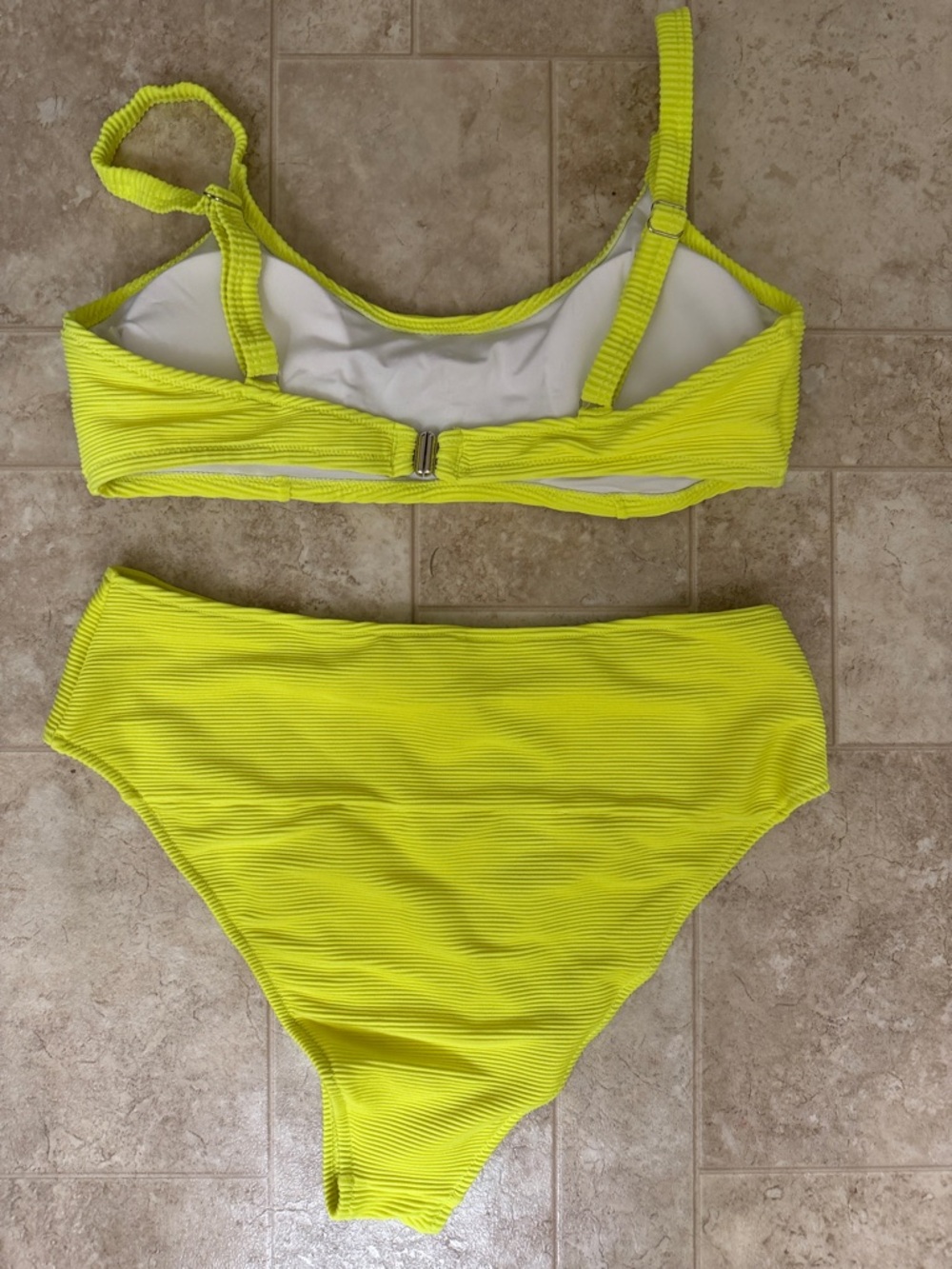 POPVIL Neon Yellow Ribbed Bikini Set Top - Picture 4 of 6